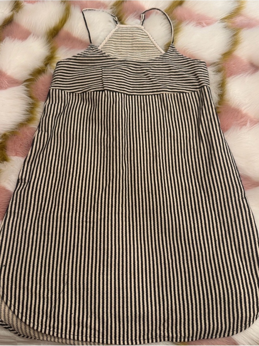 Like new J. Crew Black and White Striped Halter Mini Dress size S